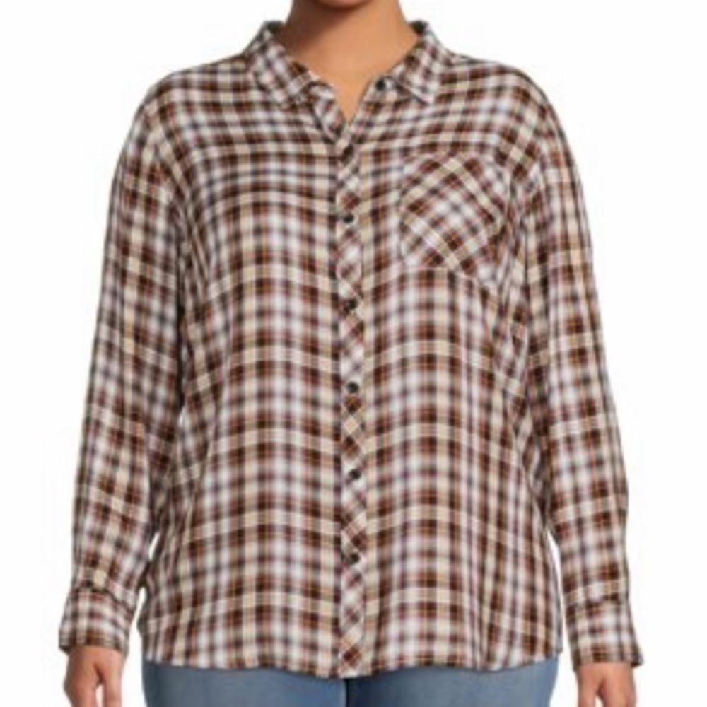 Plaid button down plus size NWT - image 1
